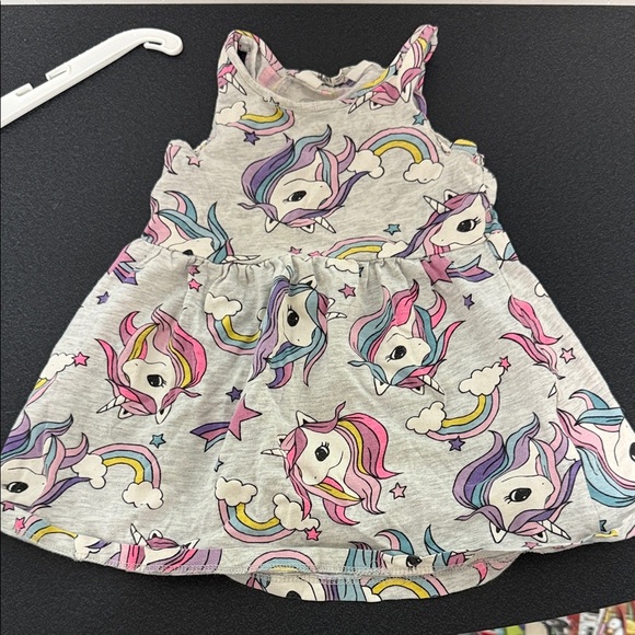 H&M Unicorn and Rainbow Kids Dress - Pink and Gray - Picture 1 of 2